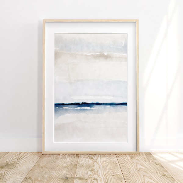 Abstract Print for beach house, Coastal Wall Art for scandinavian home, above the bed decor, neutral watercolor