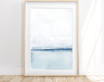 Abstract Coastal Prints, Ocean Watercolor Printable, Beach Painting, Minimalist Wall Art, Boho Coastal Home Decor, Bedroom, Instant Download