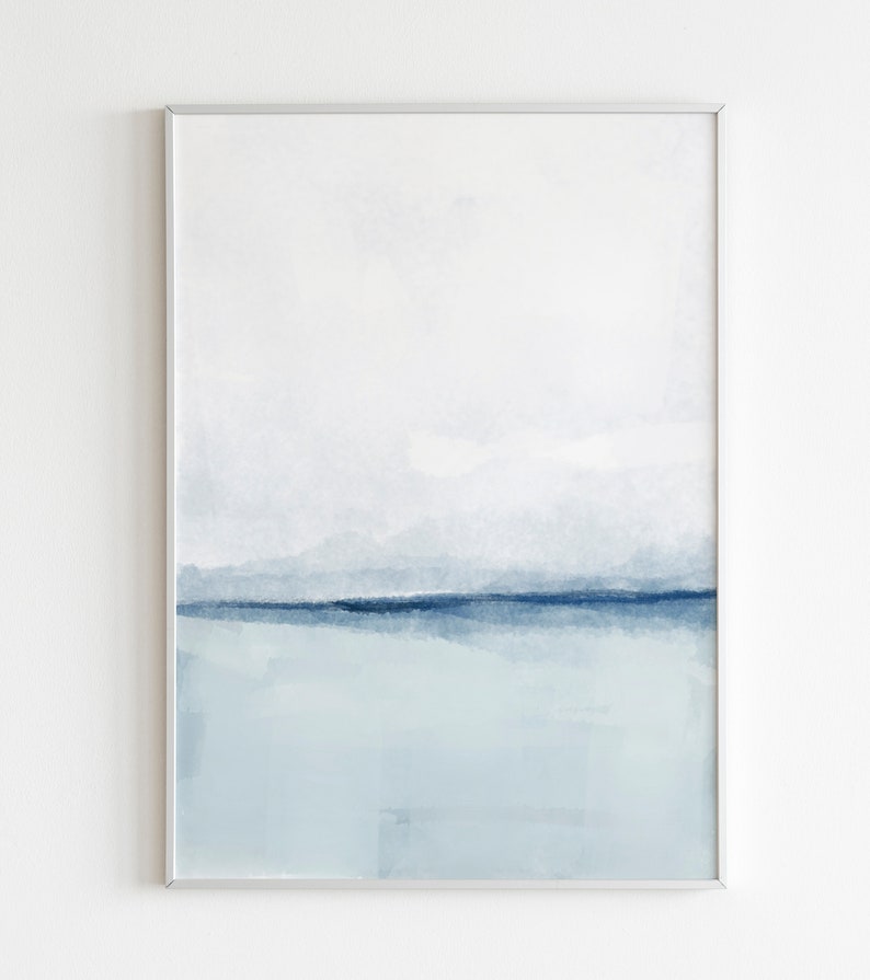 Coastal Gallery Wall Above Bed, Beach Print Set for Coastal House, 5 Piece Wall Art, Blue Home Decor, Calming Wall Decor for Beach House image 8