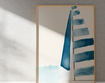 Nautical Sailboat Print - Beach House Decor, Ocean Wall Art, Watercolor Minimalist Style, Coastal wall decor, Boho nursery decor