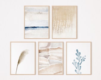 Boho beach gallery wall art, Modern coastal art for apartment decor, Earth tone, 18x24 print, Minimalist art, Digital products