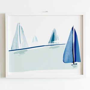 Sailboat Print, Sailing Poster, Sea Wall Art, Regatta Printable, Lake ...