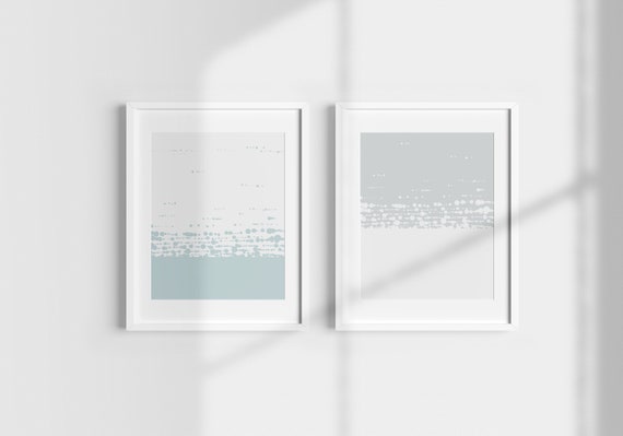 Minimalist Coastal Wall Art, Ocean Abstract Art, Abstract 2 Piece Wall Art, Beach Style Home Decor, Light Blue Bathroom Print, Seaside gift