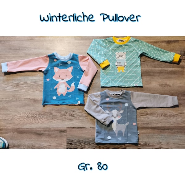 Pullover mit Wintermotiv Gr. 80 -handmade-