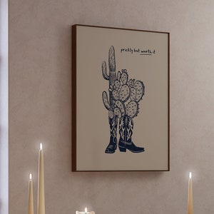 Cactus Western Wall Art Print Cowgirl Boots Desert Style Wall Décor, Kitchen Art Print Ranch Style Wild West Poster Digital Instant Download