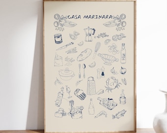 Instant Download Marinara Pasta Italian Kitchen Ingredient Art Print, Trendy Home Décor Printable Kitchen Wall Art Food Poster Digital Print