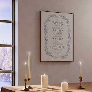 Doxology Christian Teacher Gift. Praise God For Christian Faith Wall Décor. Praise God From Whom All Blessings Flow Christian Gift Art Print