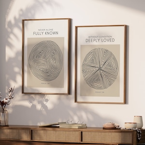 Modern Christian Wall Art Fully Known Deeply Loved Set 2 Bible Verse, Neutral Prints Instant Download Faith Based Jesus, Modern Bible Poster