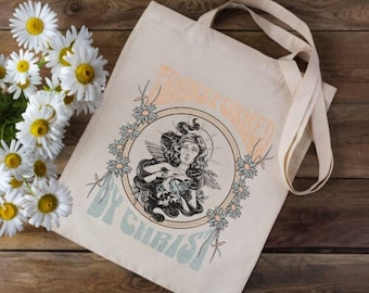 Jesus Tote Bag Eco Friendly Canvas Tote Bag | Christian Tote Bag Gift Aesthetic Tote Bag I Trendy Tote Bag Christian Girl Cottage Core Gifts