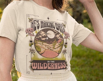 Vintage Waymaker Wilderness Christian Faith T-Shirt I Doxology Verse Worship TShirt I Hipster Bible Psalm Illustration Tee I Christian Verse