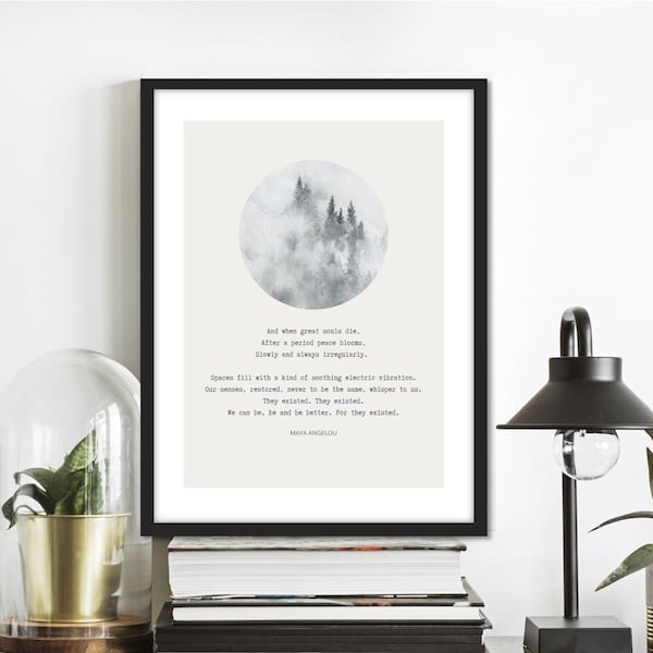 When Great Trees Fall Print Maya Angelou Quote Grief Quotes Poster I Instant Download When Great Trees Fall Poem I Remembrance Wall Art Gift