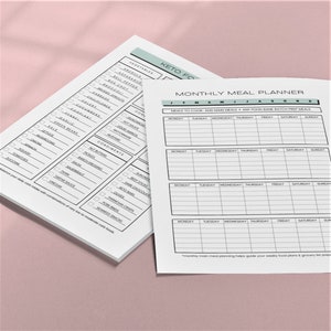 May include: A printable keto meal planner with a checklist of vegetables, condiments, and a monthly meal planner grid with days of the week and space to write in meals.