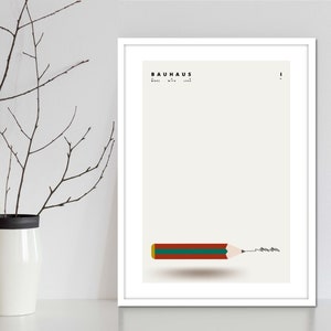 Modern Bauhaus wall art print in minimalist Bauhaus style. Showcasing the minimalist tools of architects and design giants like van de Rohe.
