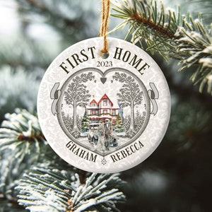 Personalized New Home Christmas Ornament, Keepsake Xmas Decoration Gift For Bride Or Groom, First Home Tree Gift To Celebrate Christmas 2023