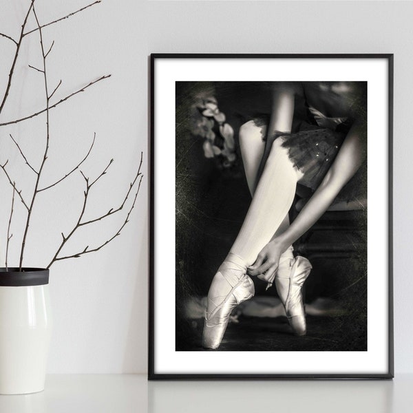 Ballet Dancer Shoes Art Print, Ballerina Gift Photography Wall Decor, Birthday Present Dancing Girls Ballet Shoes Poster Instant Download