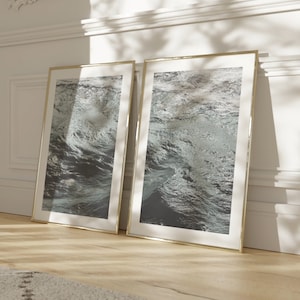 Ocean Waves Wall Decor Set Two Entryway Wall Decor Prints Beach House Art Photography Blue Ocean Instant Download Modern Hampton Beach Print