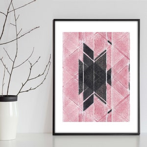 FUCHSIA CROSSING ll Geometric, Printable Art, Abstract Wall Art Mid Century, Boho wall art, Pink and Black geometric print, Neutral Art