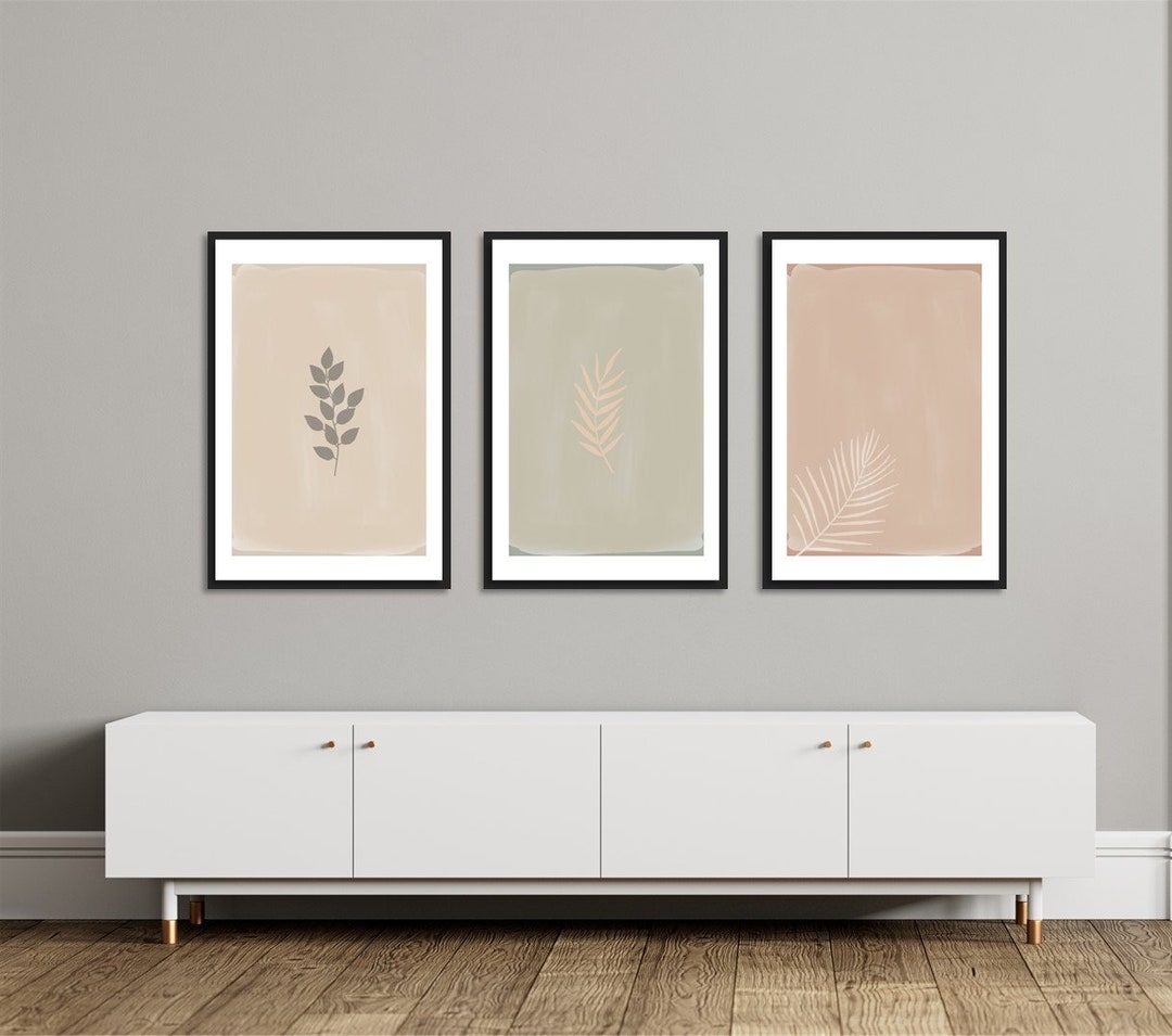 Modern Floral Wall Decor Set 3 Instant Download Art Prints, Minimalist ...