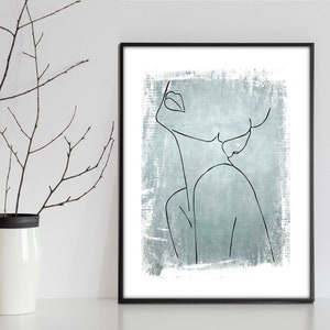 HESTIA BLUE Exclusive printable art, 5 sizes included, Line drawing with muted blue tones, Art Print, Modern Print, Classic Art Print,