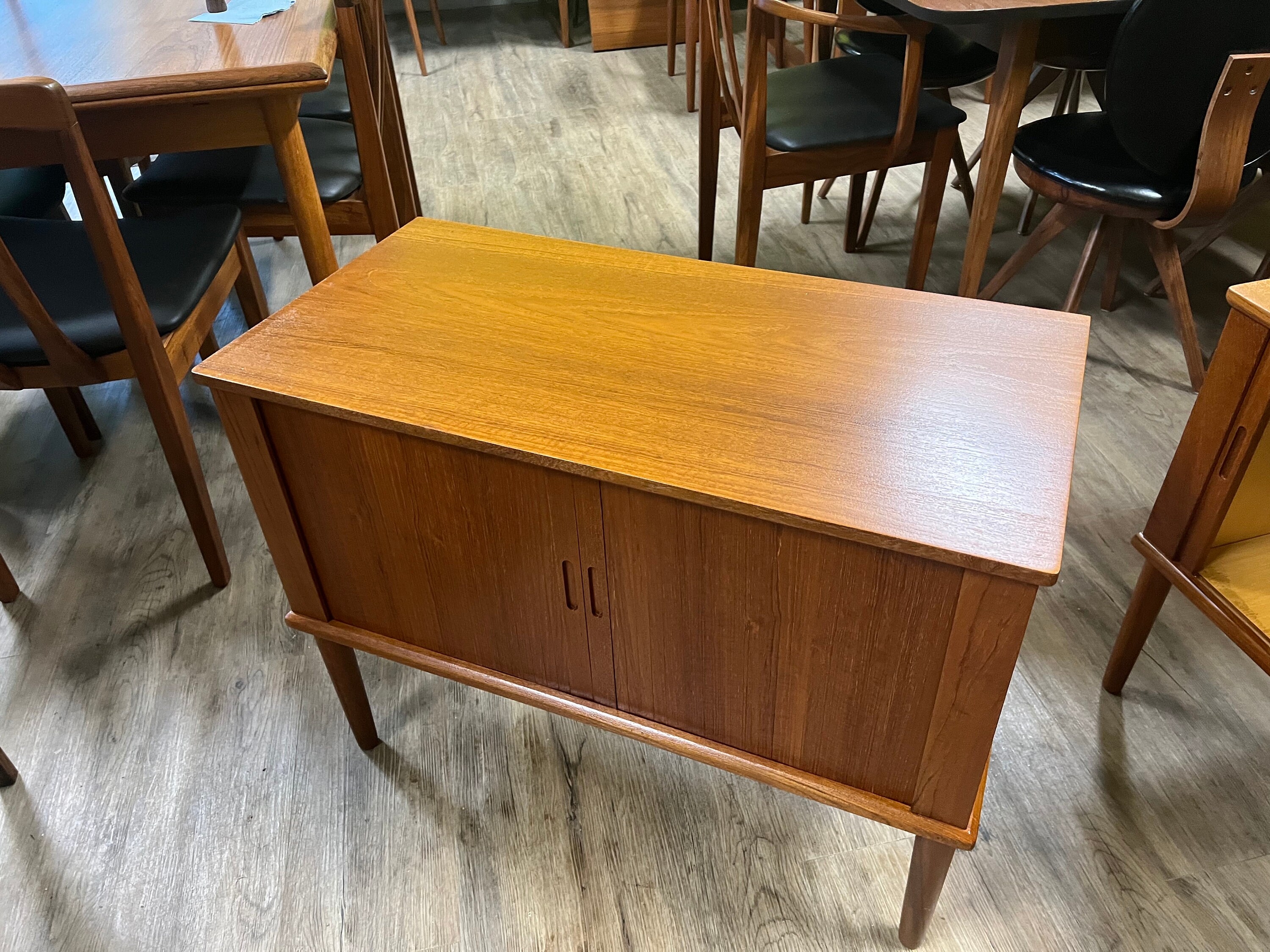 Mid Century Teak Record With Tambour Doors From Etsy