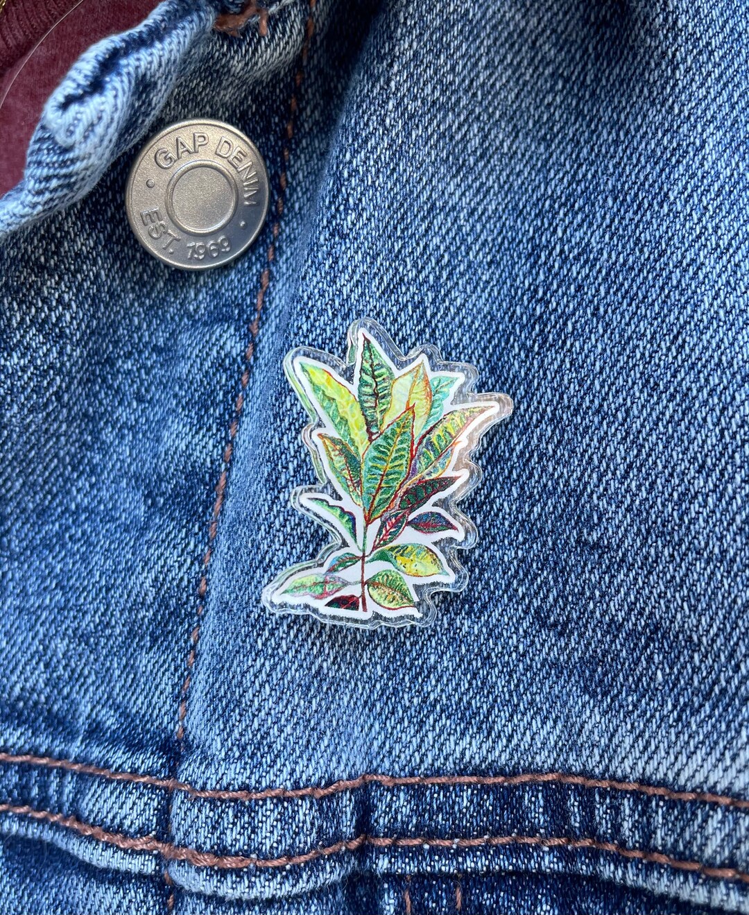 Tropical Plant Acrylic Pin Etsy