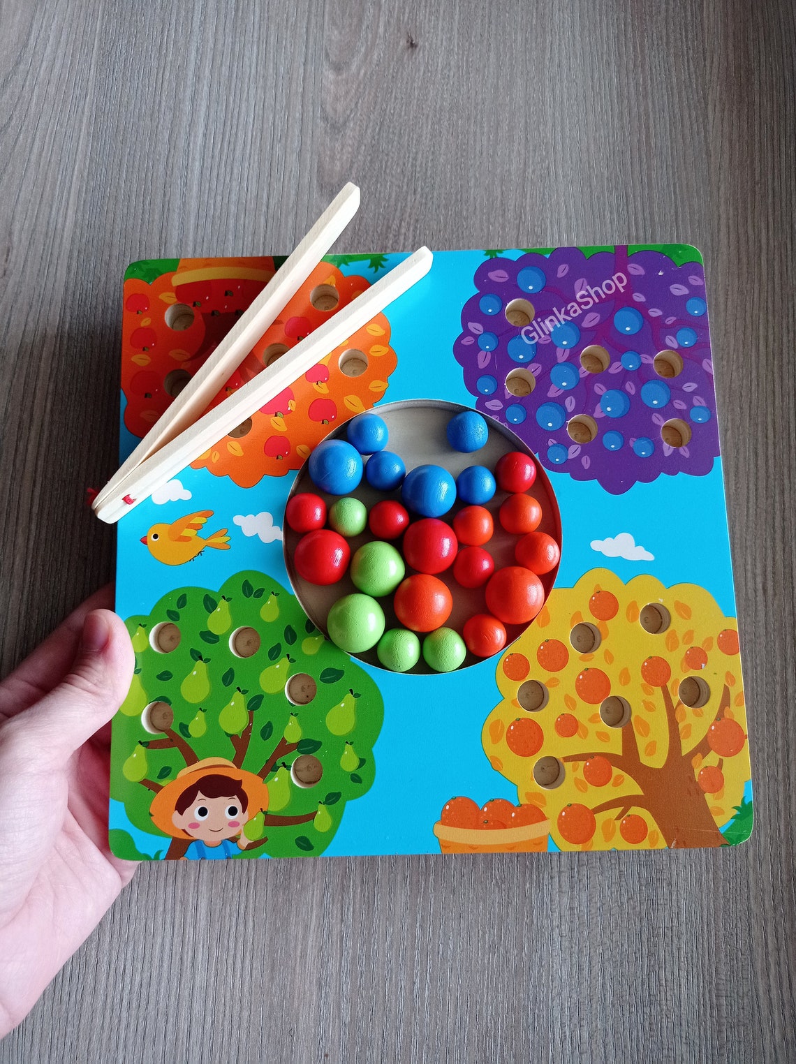 Montessori inspired wooden baby toy Colors sorting First day Etsy