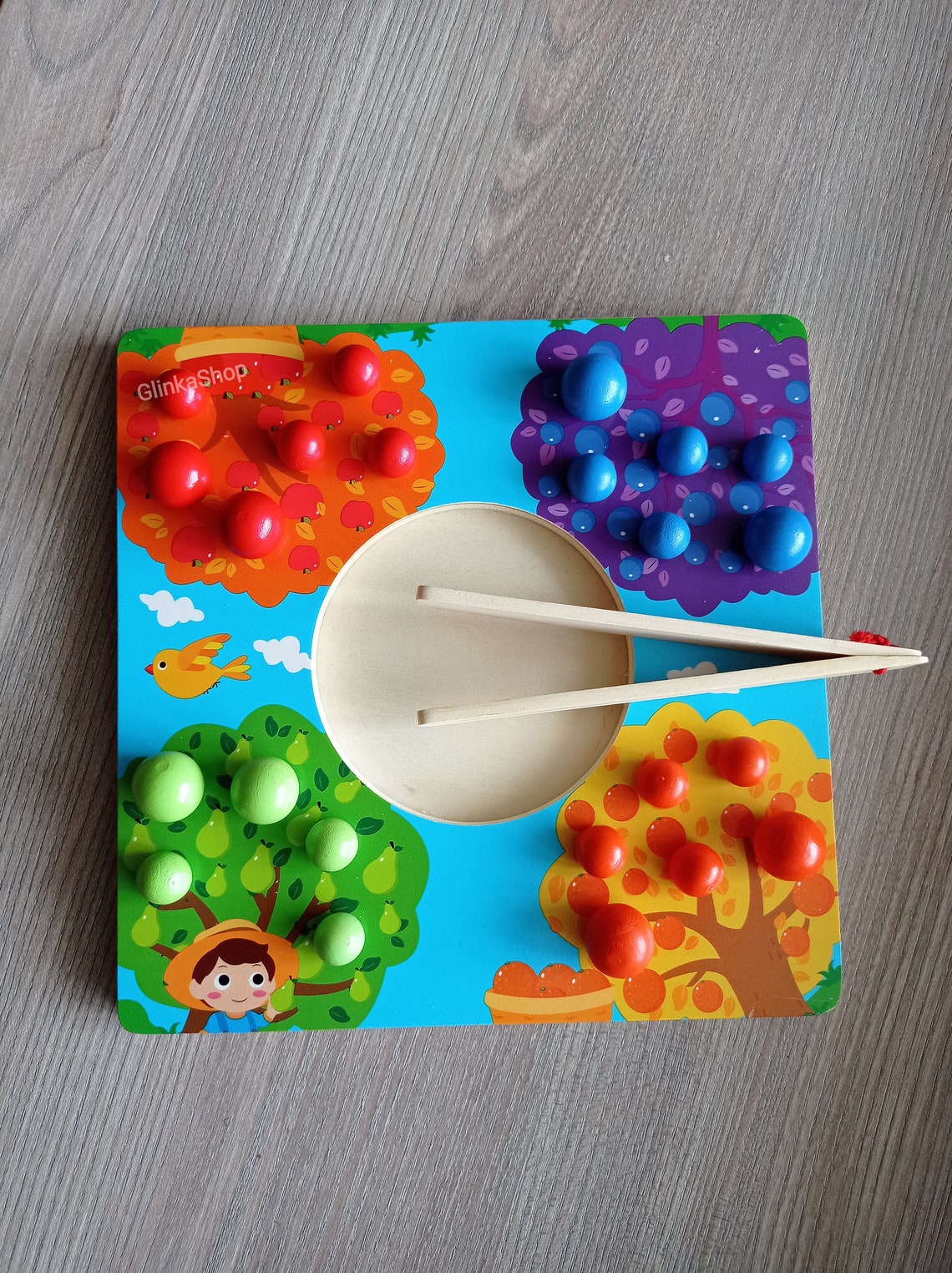 Montessori inspired wooden baby toy Colors sorting First day Etsy