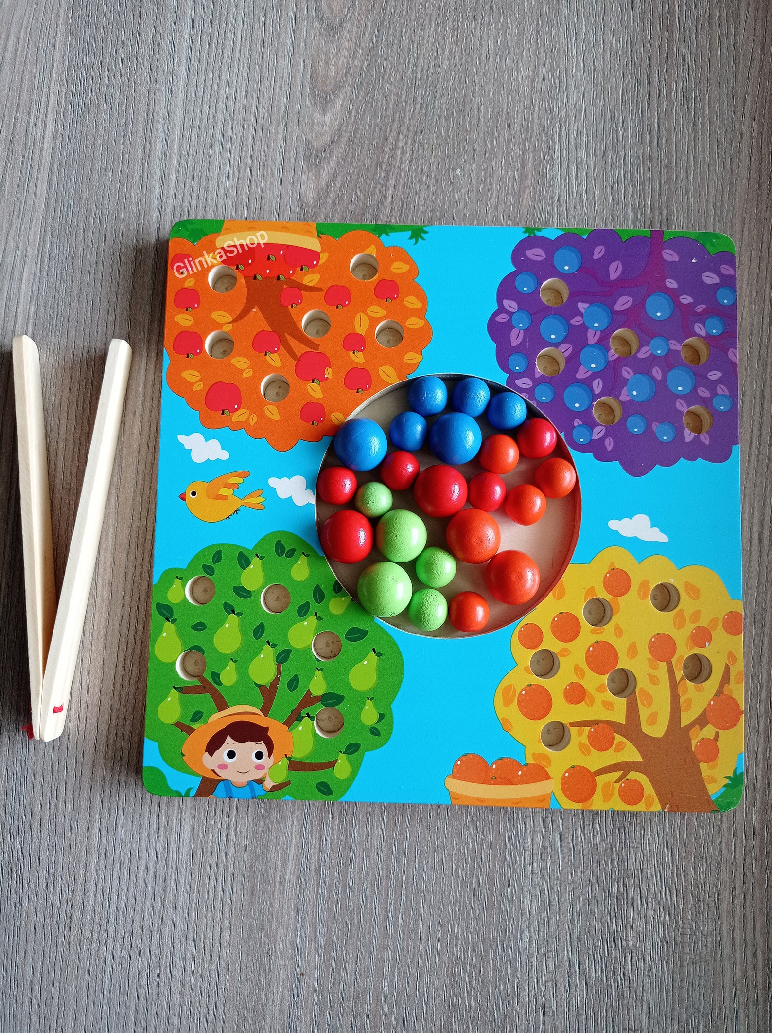 Montessori inspired wooden baby toy Colors sorting First day Etsy