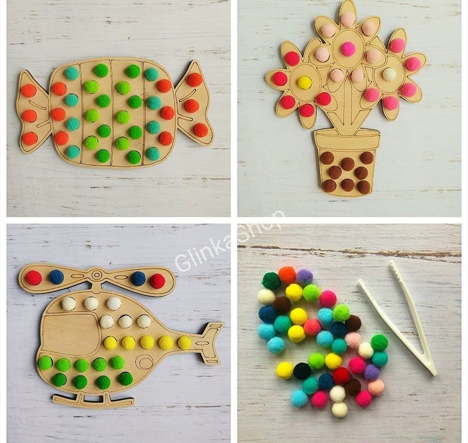 Pom pom toys Toy tweezers Toy tongs Learning math activity Etsy