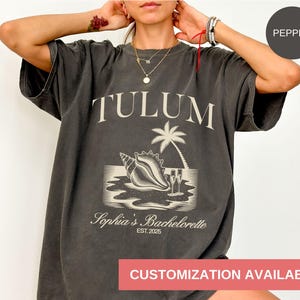 Personalized Tulum Beach Bachelorette Party T Shirt, The Bride Bachelorette Beach, Custom Location And Name Bachelorette Party, Bach TripTee