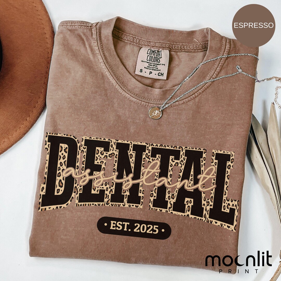 Comfort Colors Personalized Dental Assistant Shirt, Leopard Cheetah ...