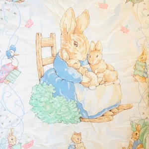 PETER RABBIT Baby Quilt KIT...34&quot; x 42&quot;- Mary Maxim Vintage 1990&#39;s Beatrix Potter &quot; Peter Rabbit in Veg Patch Holding his Blanky&quot; Baby Quilt