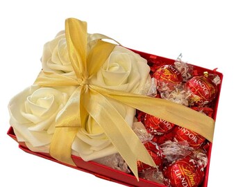 Lindt Chocolate Box for Her, Valentine's Day Gift Box, Chocolate and Rose Box, Gift for Her, Gift for Him, Gift for You, Special gift box