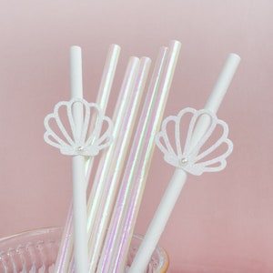 Glitter Mermaid Shell Party Straws, Paper party straws, under the sea party