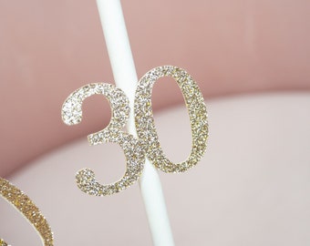 10 Milestone Age Party Straws, glitter party straws, milestone decorations