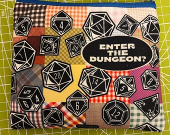 Patchwork Dice Bag, Dungeon and Dragons TTRPG Zipper Bag Pouch