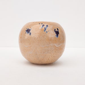 Handmade Ceramic Bud Vase Tan with Purple Accent image 2