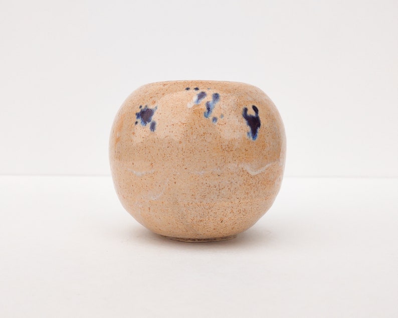 Handmade Ceramic Bud Vase Tan with Purple Accent image 2