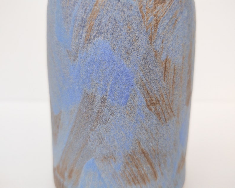 Brushed Matte Blue Brown Handmade Ceramic Vase image 4