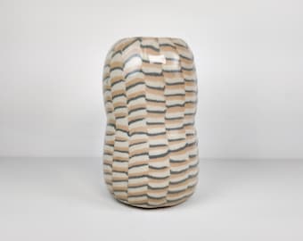 Colorful Offset Stripes Nerikomi &#39;Peanut&#39; Vase by Fizzy Ceramics