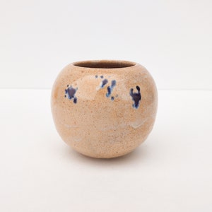 Handmade Ceramic Bud Vase Tan with Purple Accent image 1