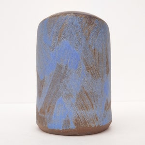 Brushed Matte Blue Brown Handmade Ceramic Vase image 3