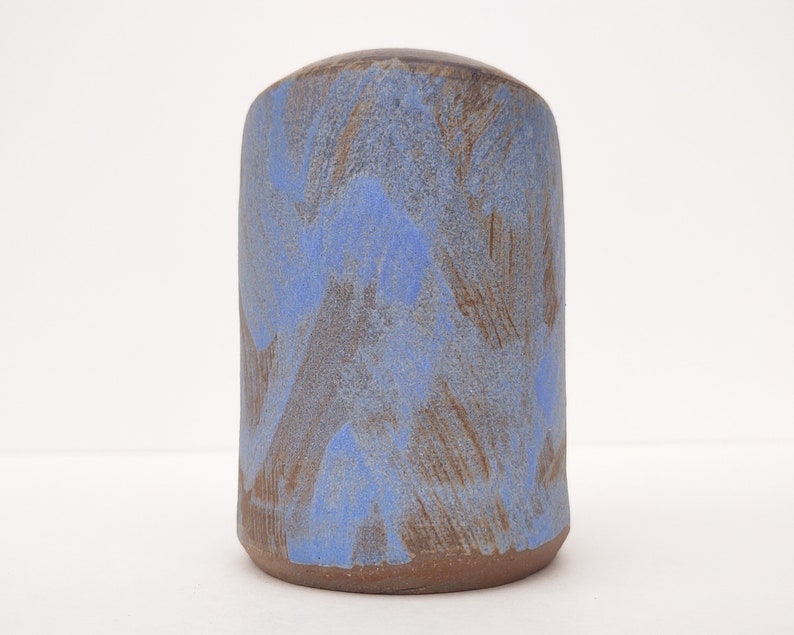 Brushed Matte Blue Brown Handmade Ceramic Vase image 3