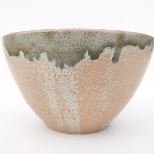 Shops Handmade White + Jade Green Ceramic Bowl