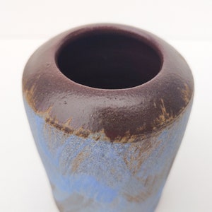 Brushed Matte Blue Brown Handmade Ceramic Vase image 5