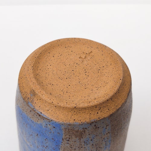 Tapered Ceramic Ikebana Vase with Speckled Blue Glaze shops