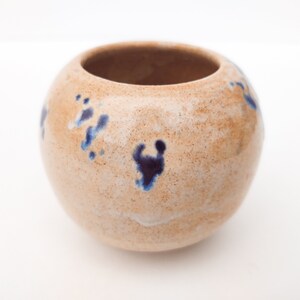 Handmade Ceramic Bud Vase Tan with Purple Accent image 5