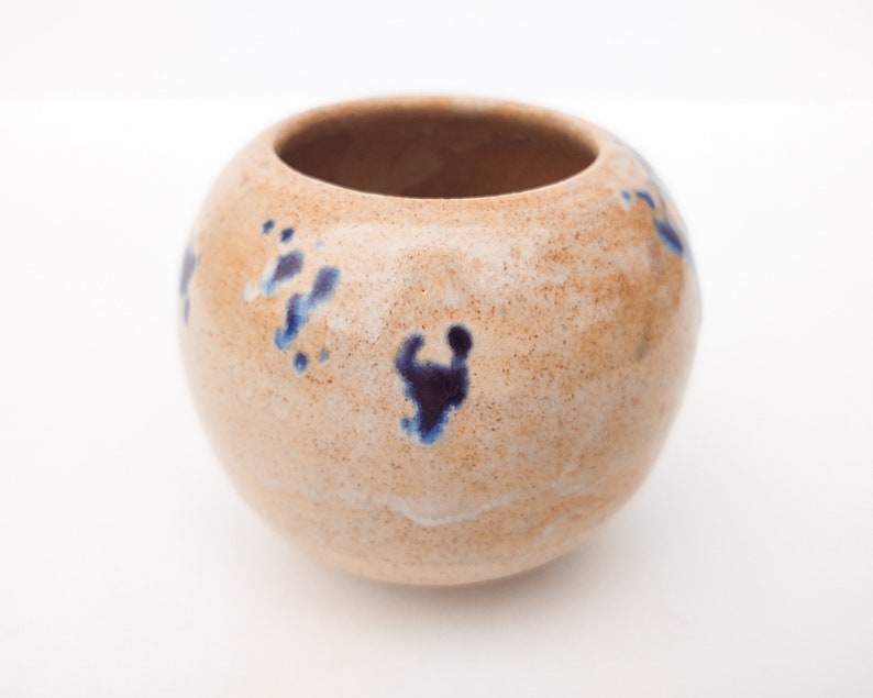 Handmade Ceramic Bud Vase Tan with Purple Accent image 5