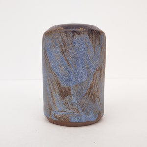 Brushed Matte Blue Brown Handmade Ceramic Vase image 2