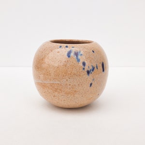 Handmade Ceramic Bud Vase Tan with Purple Accent image 3